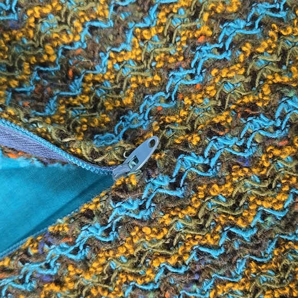 60s 70s Vintage Woven Striped Maxi Skirt Retro Boho 1970 Blue Green Gold - Picture 10 of 16